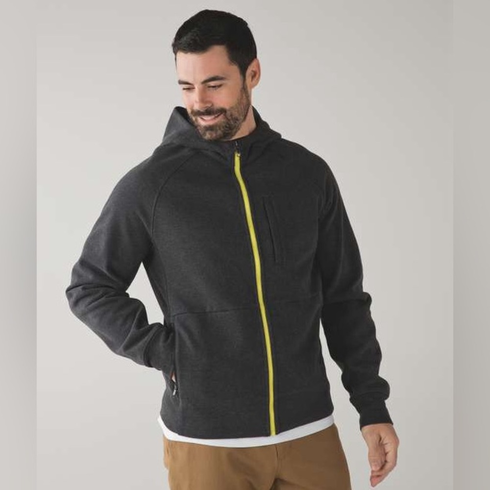 Lululemon Best Coast Hoodie Heathered Black Full Zip Men’s Jacket, Medium